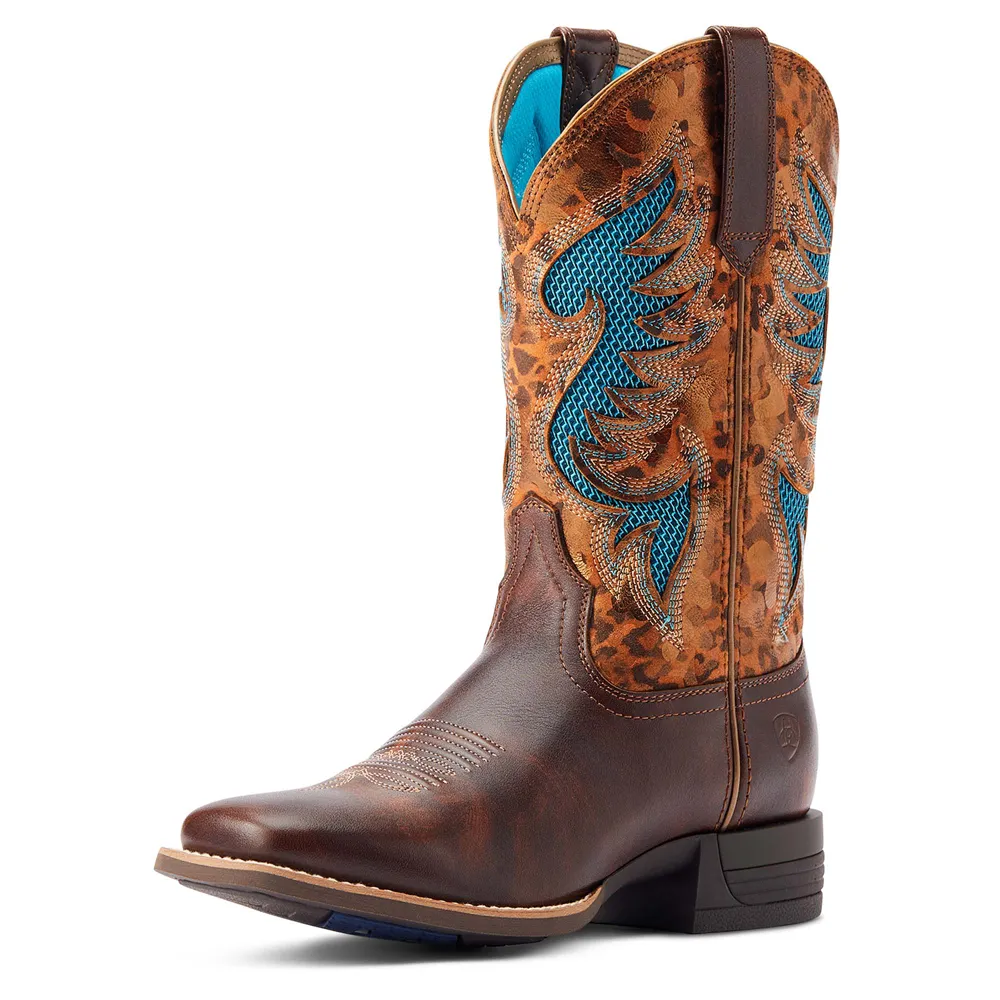 10044506 Ariat Women's Pinto VentTek 360 - Yukon Brown / Gilded Leopard