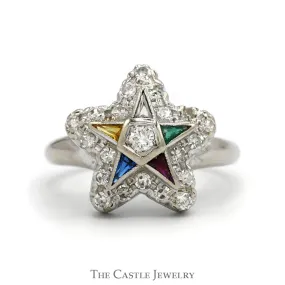 1/2cttw Diamond Eastern Star Ring in 14k White Gold