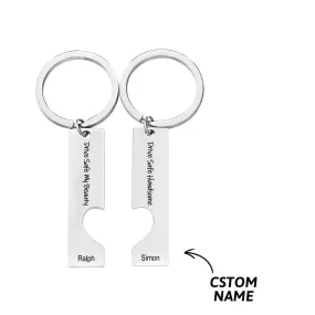 2pcs Couple Drive Safe Keychains Personalized Text Keychain Customized Products Valentines Day Anniversary Gift for Boyfriend