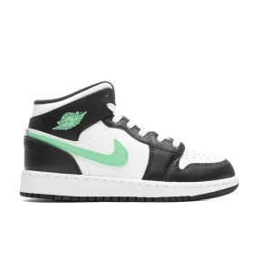 Air Jordan 1 Mid (GS) - White/Green Glow/Black