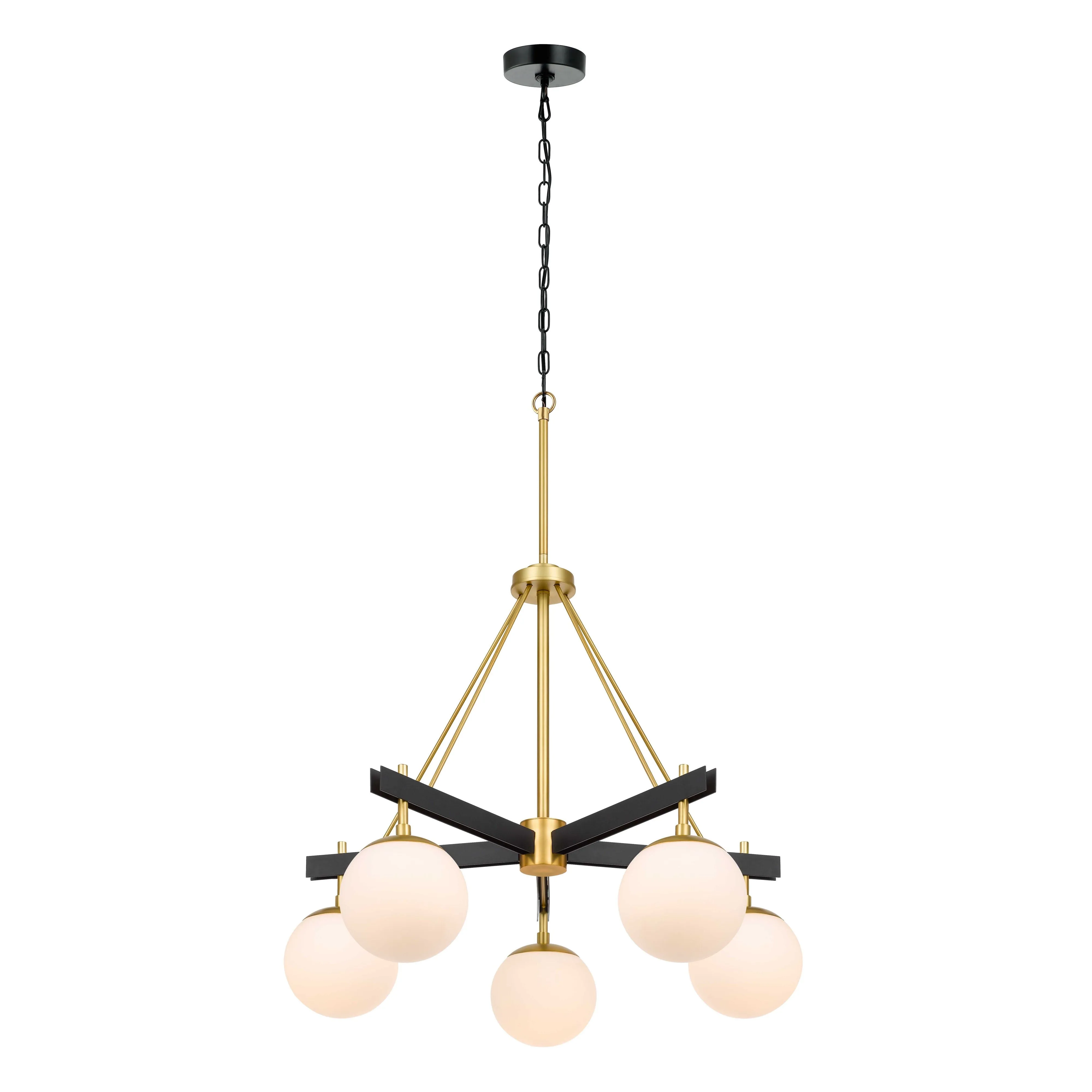 Allie 352C05BLSB 5-Light Chandelier - Black/Satin Brass