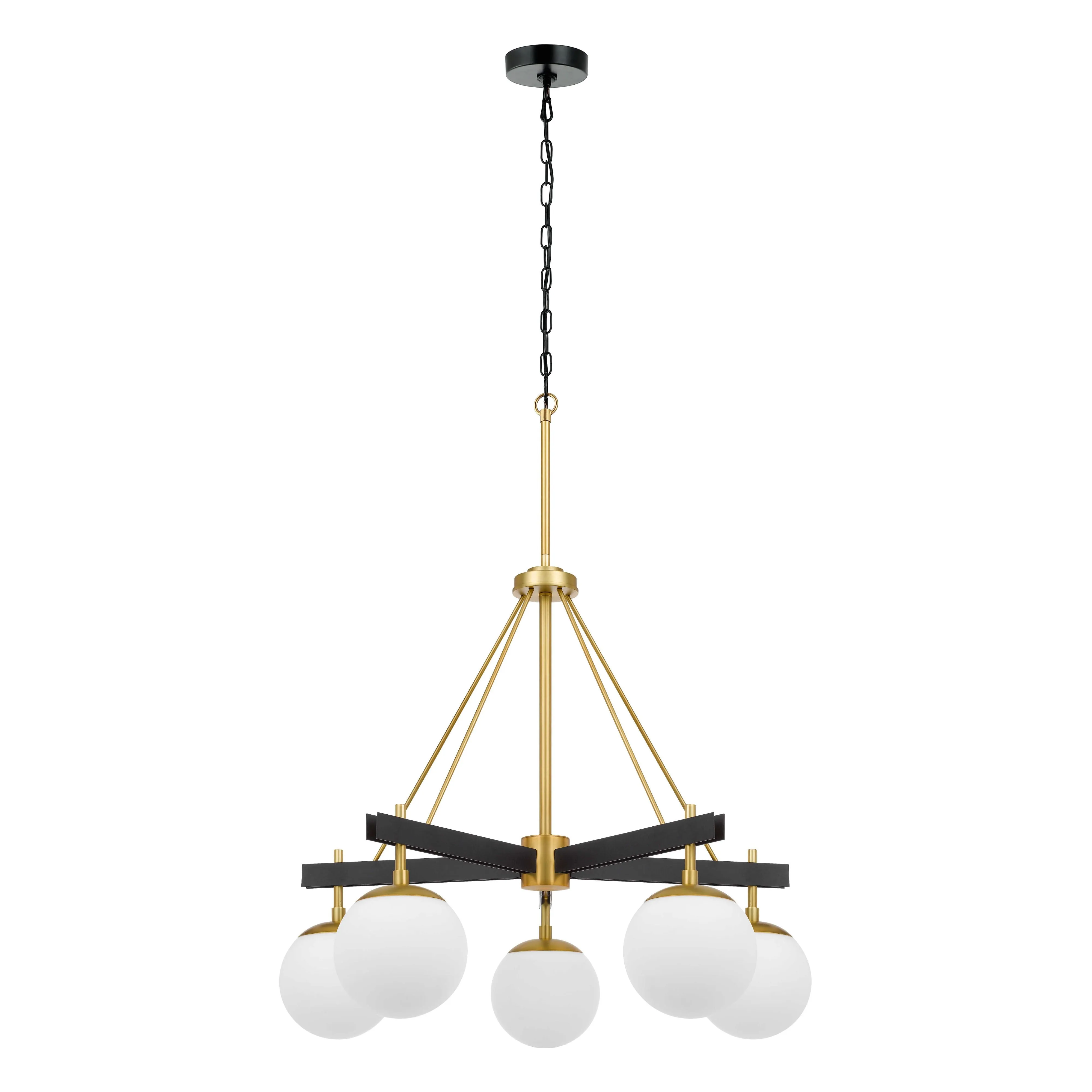 Allie 352C05BLSB 5-Light Chandelier - Black/Satin Brass