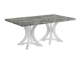 Amarilla Marble Dining Table - Grey, White