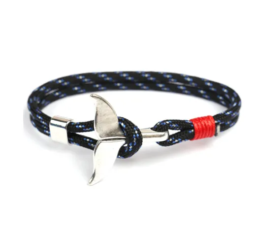 Anchor whale tail umbrella rope handmade couple bracelet