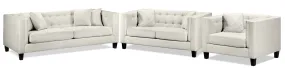 Astin Sofa, Loveseat and Chair and a Half Set - Wheat