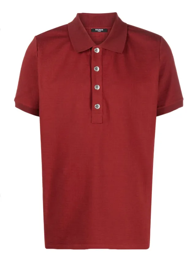 Balmain monogram-pattern piqué polo shirt