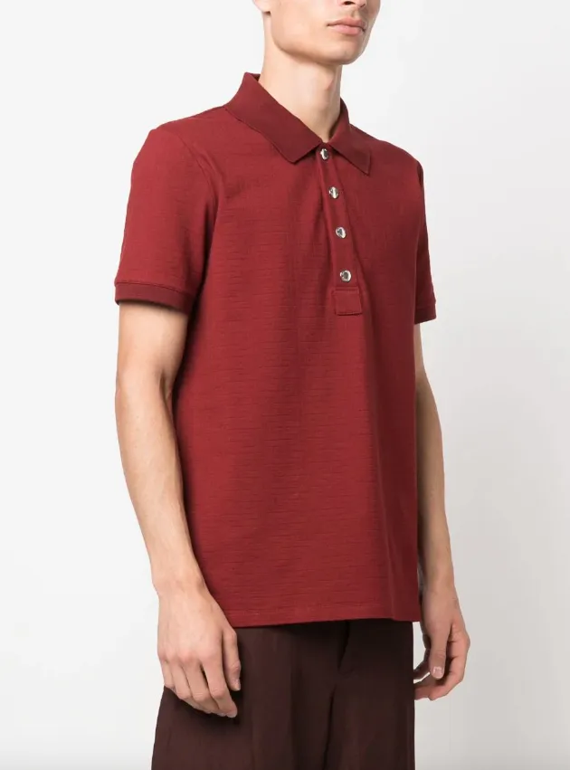 Balmain monogram-pattern piqué polo shirt