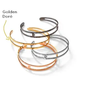 Bangle Brass Bracelet 9x60mm-2 Loops Color Gold for 4mm beads (1)