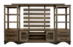 Baron 4-Piece Entertainment Wall Unit - Barnwood