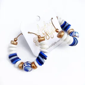 Beaded Hoop Earring - Blue and White® and Shell