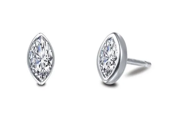 Bezel Set Simulated Marquise Cut Diamond Stud Earrings E0352CLP