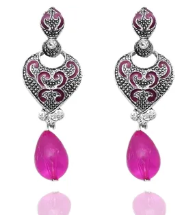 Bhavi Jewels Meenakari Silver Plated Dangler Earrings