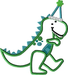 Birthday Dinosaur Applique Design