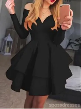 Black Long Sleeves Short Homecoming Dresses,Cheap Short Prom Dresses,CM882