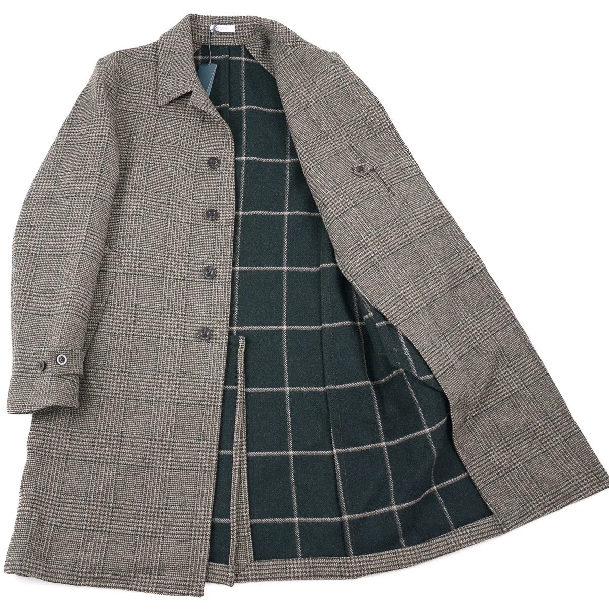 Boglioli Plaid Brushed Wool Overcoat