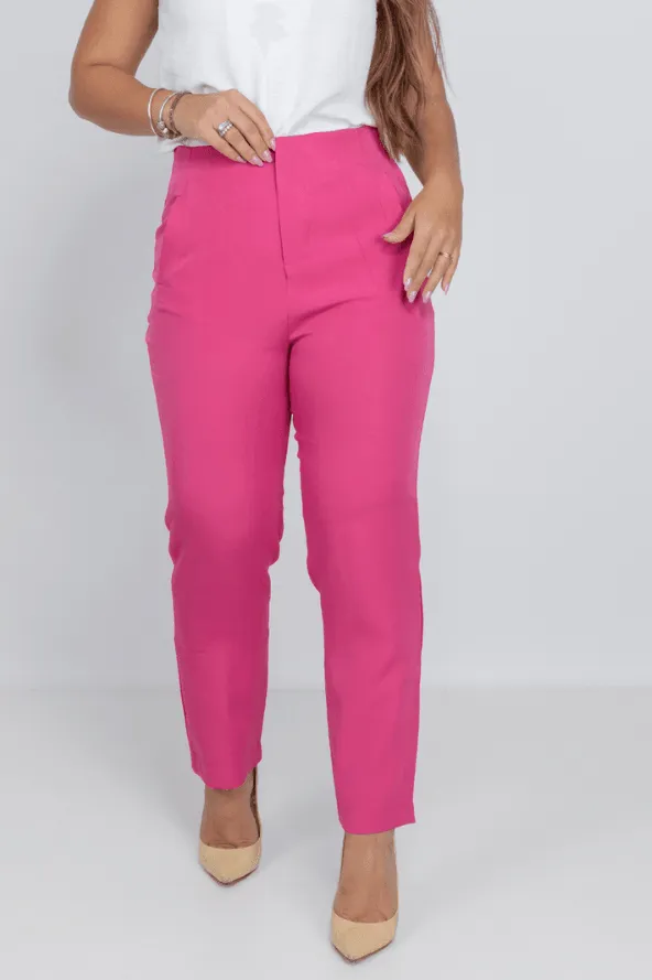 Calça Skinny Detalhe Cós Heloa Pink