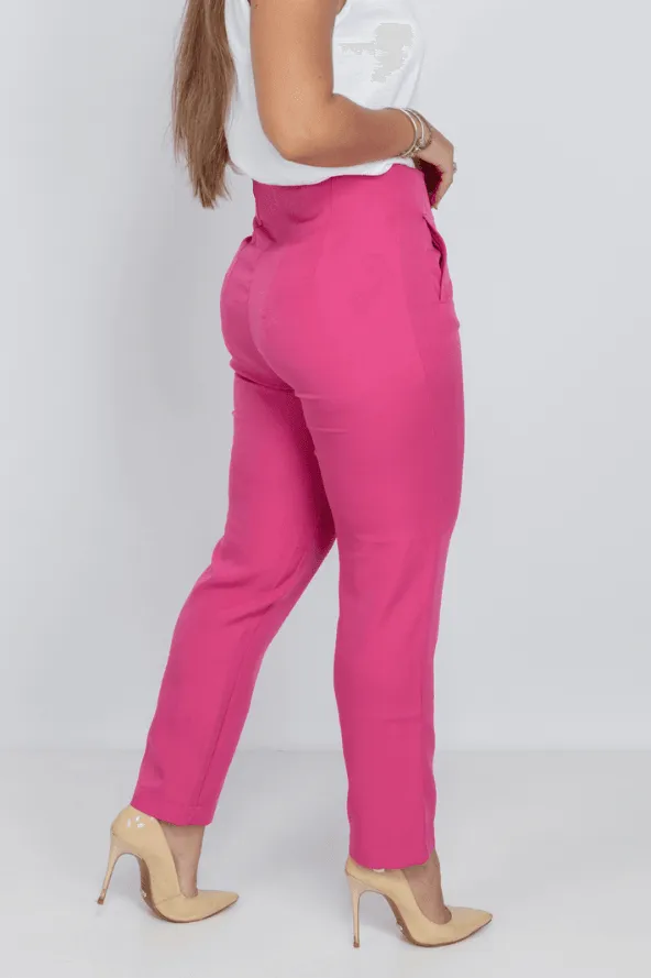 Calça Skinny Detalhe Cós Heloa Pink