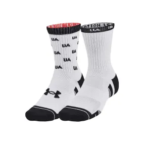 Calcetas Largas Under Armour Unisex Perf Cotton Nov 2 pack Mid Blanco