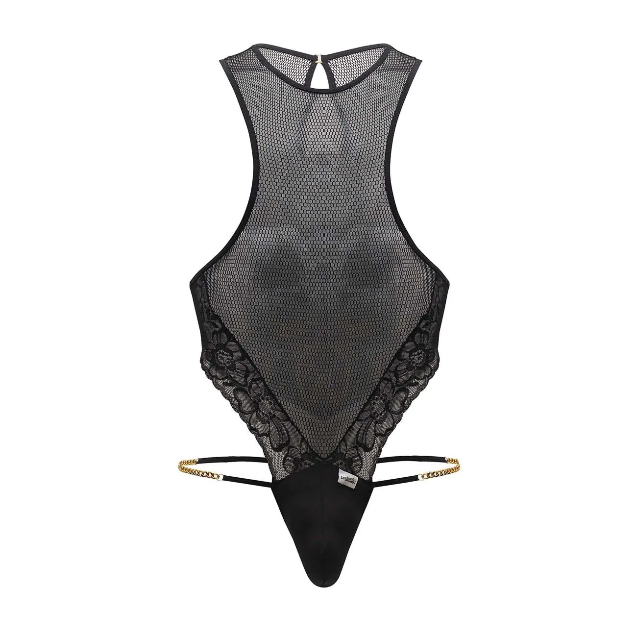 CandyMan 99584X Mesh-Lace Bodysuit Color Black