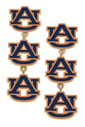 Canvas Auburn Tiger Triple Drop Enamel Earring