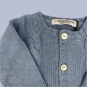 Cardigan - Cable Knit French Blue