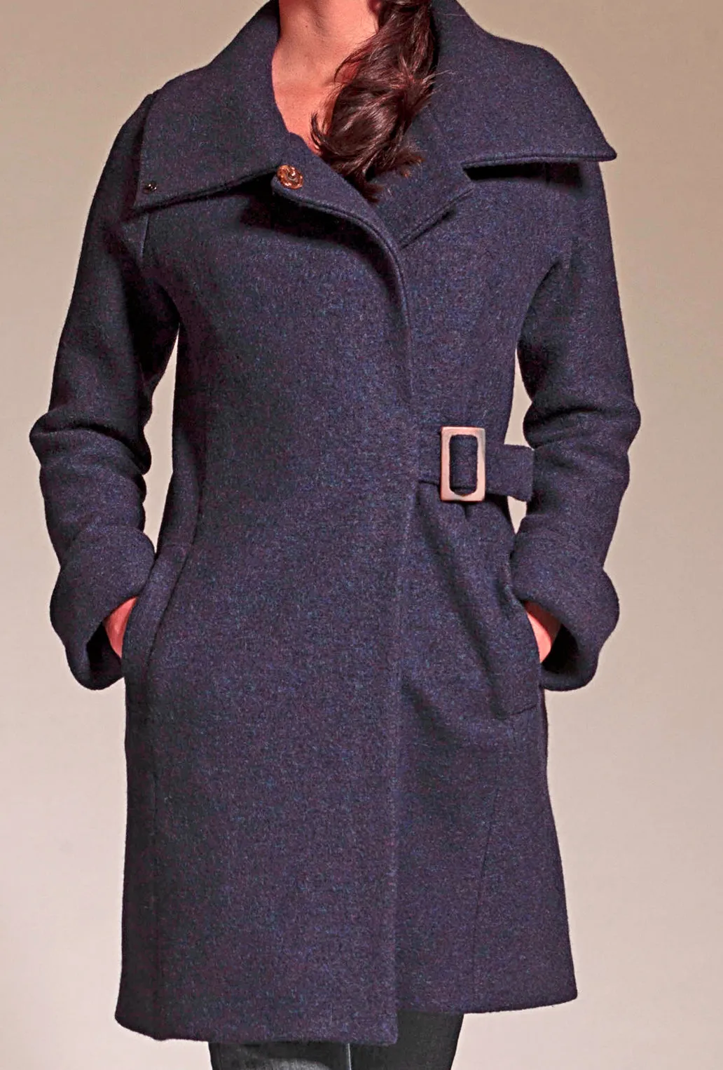 COWL NECK COAT · navy