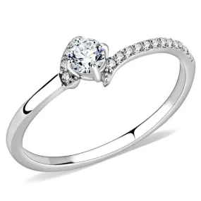 DA152 High polished (no plating) Stainless Steel Ring with AAA Grade CZ in Clear