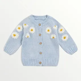 Daisy Knit Cardigan - Light Blue