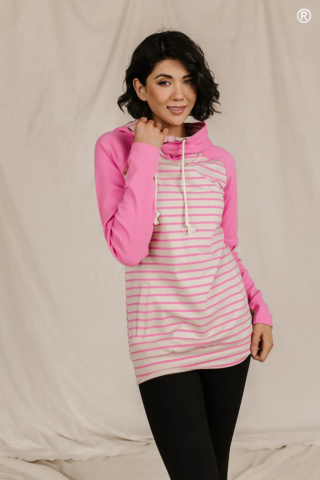 DoubleHood™ Sweatshirt - Flamingo Stripe