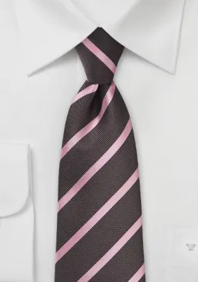 Espresso and Pink Repp&Regimental Striped Bowtie