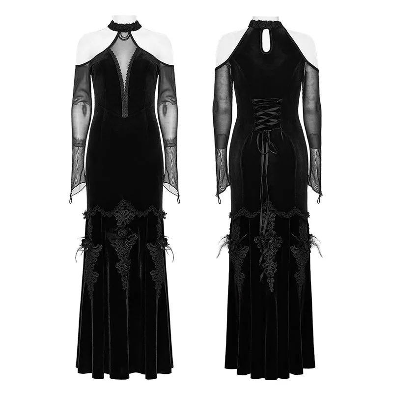 Exquisite Collar Eye-Catching Sexy Off Shoulder Design And Deep V-Neck Goth Gorgeous Women's Dress