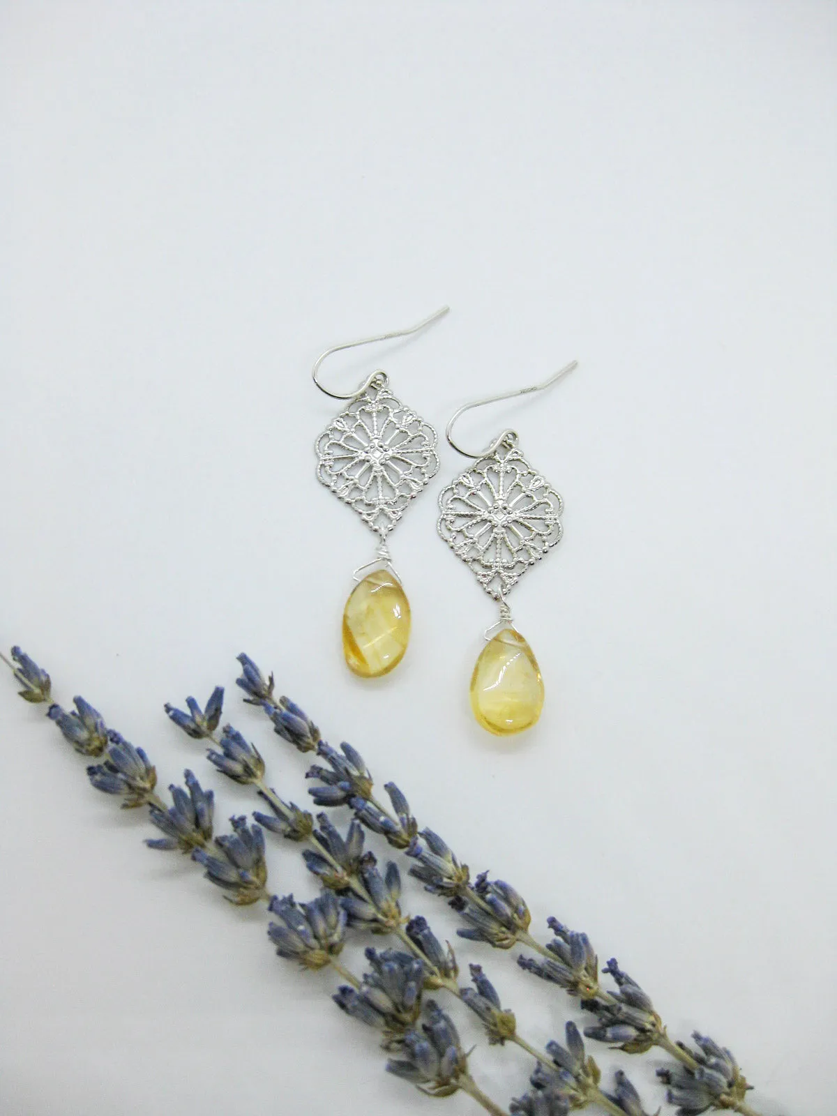 Fern: Citrine Earrings - e624