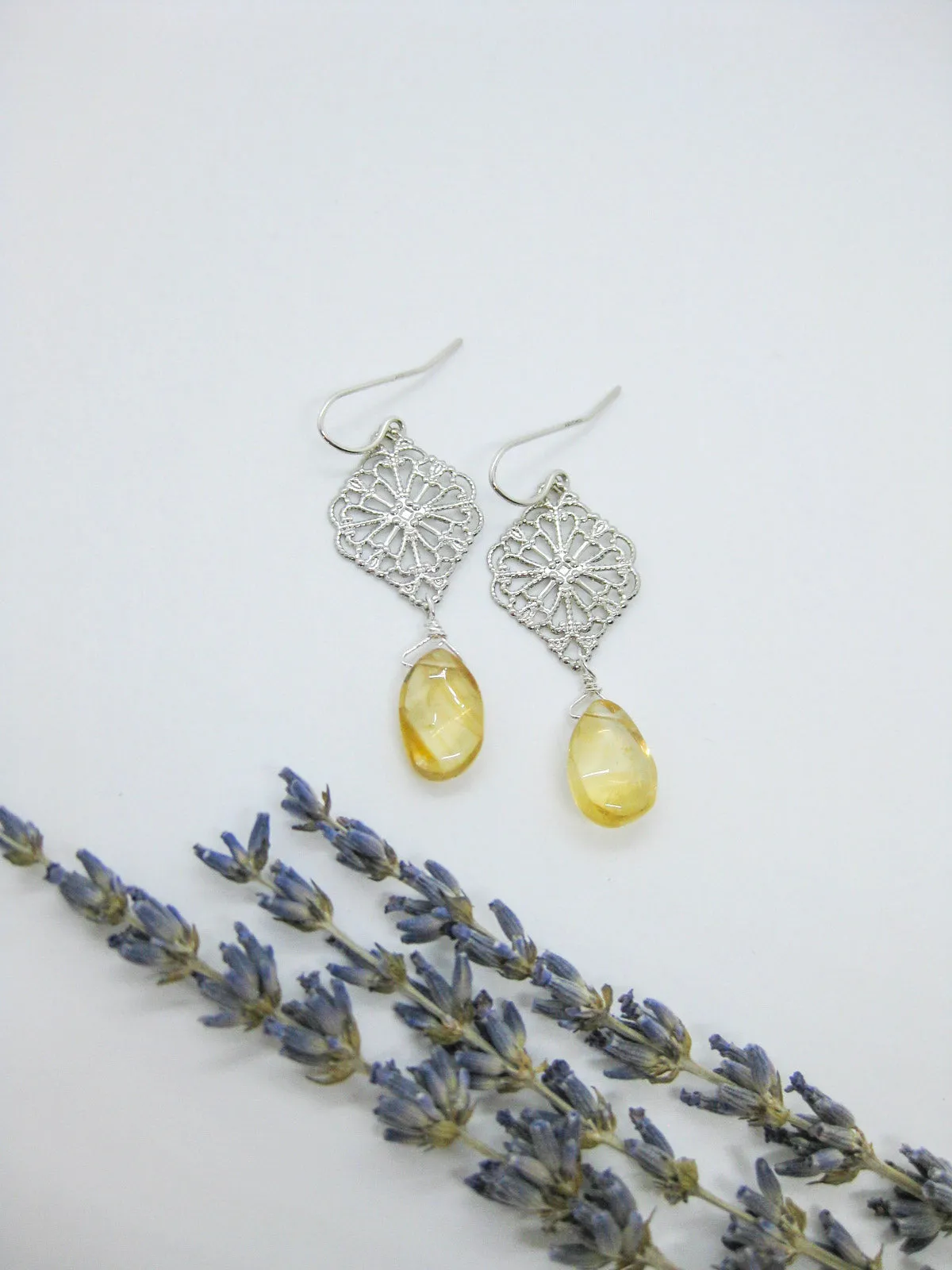 Fern: Citrine Earrings - e624