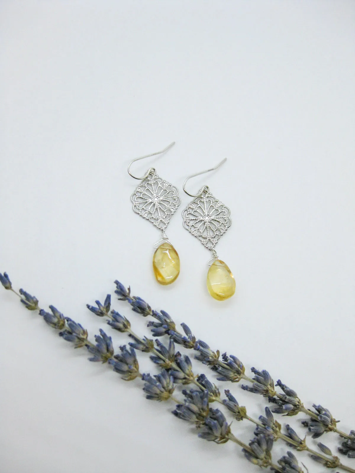 Fern: Citrine Earrings - e624