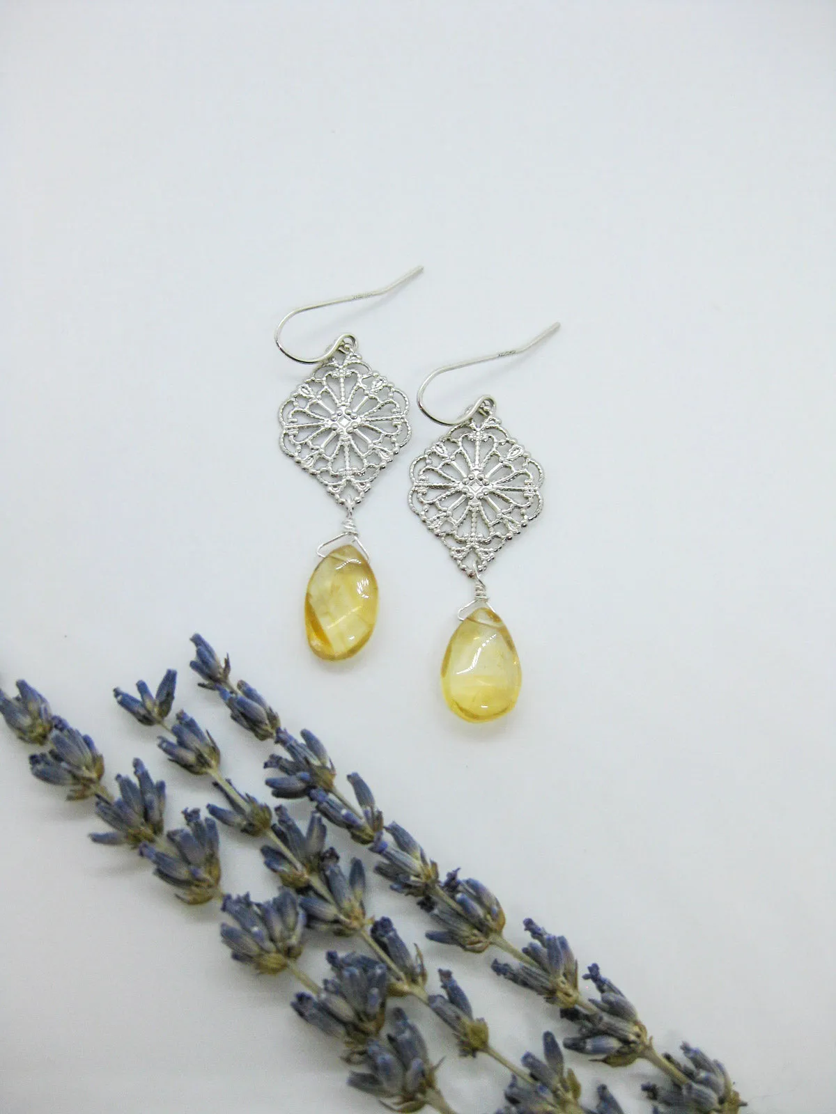 Fern: Citrine Earrings - e624