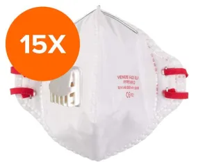 FFP2 opvouwbaar stofmasker met ventiel - 15 stuks