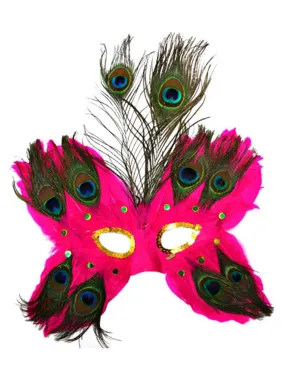 Fuchsia Butterfly Peacock Masquerade Feather Mask