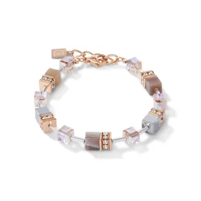 GeoCUBE Botswana Agate & Haematite Apricot Bracelet