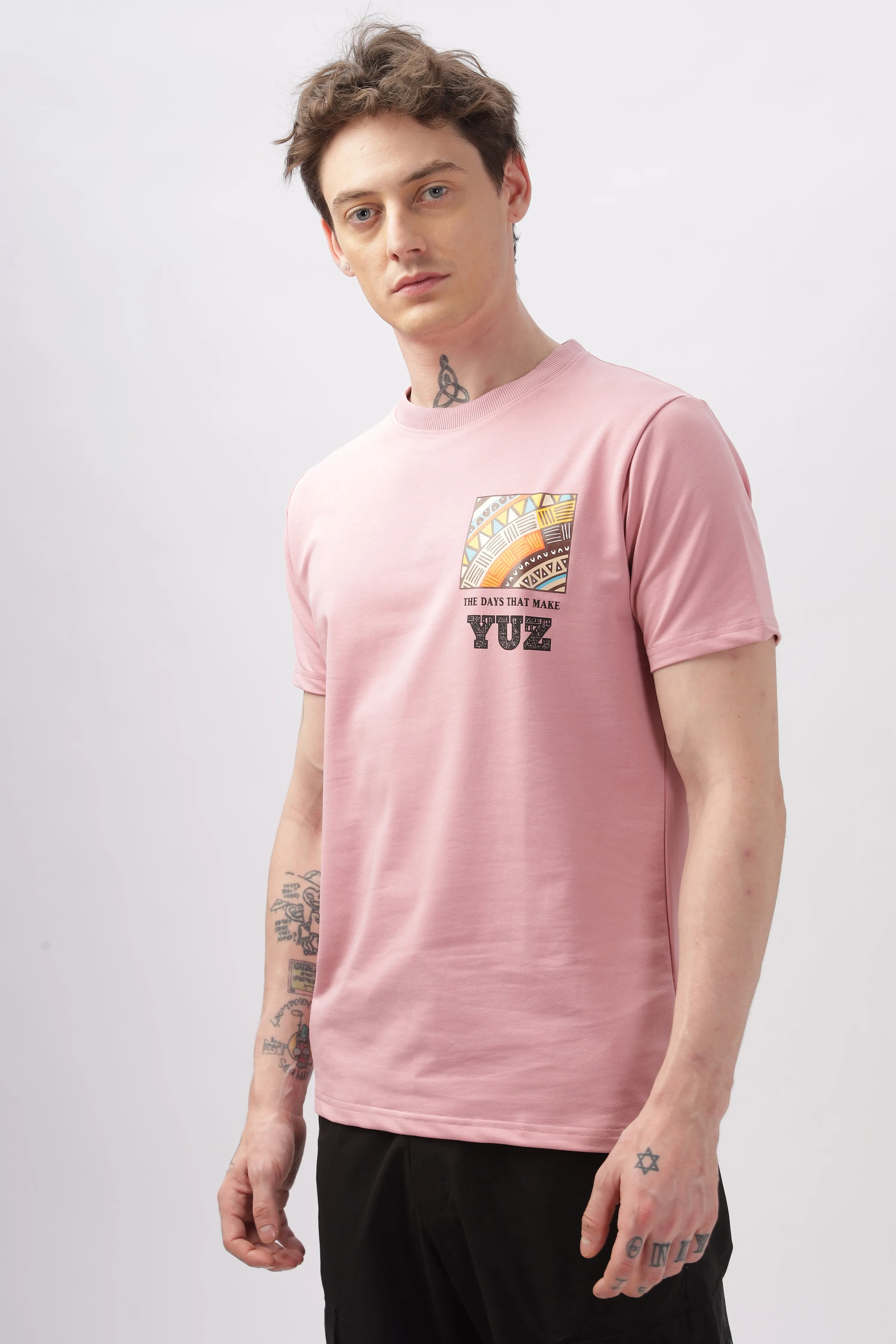 Graphic Printed Half Sleeve Pink T-shirt