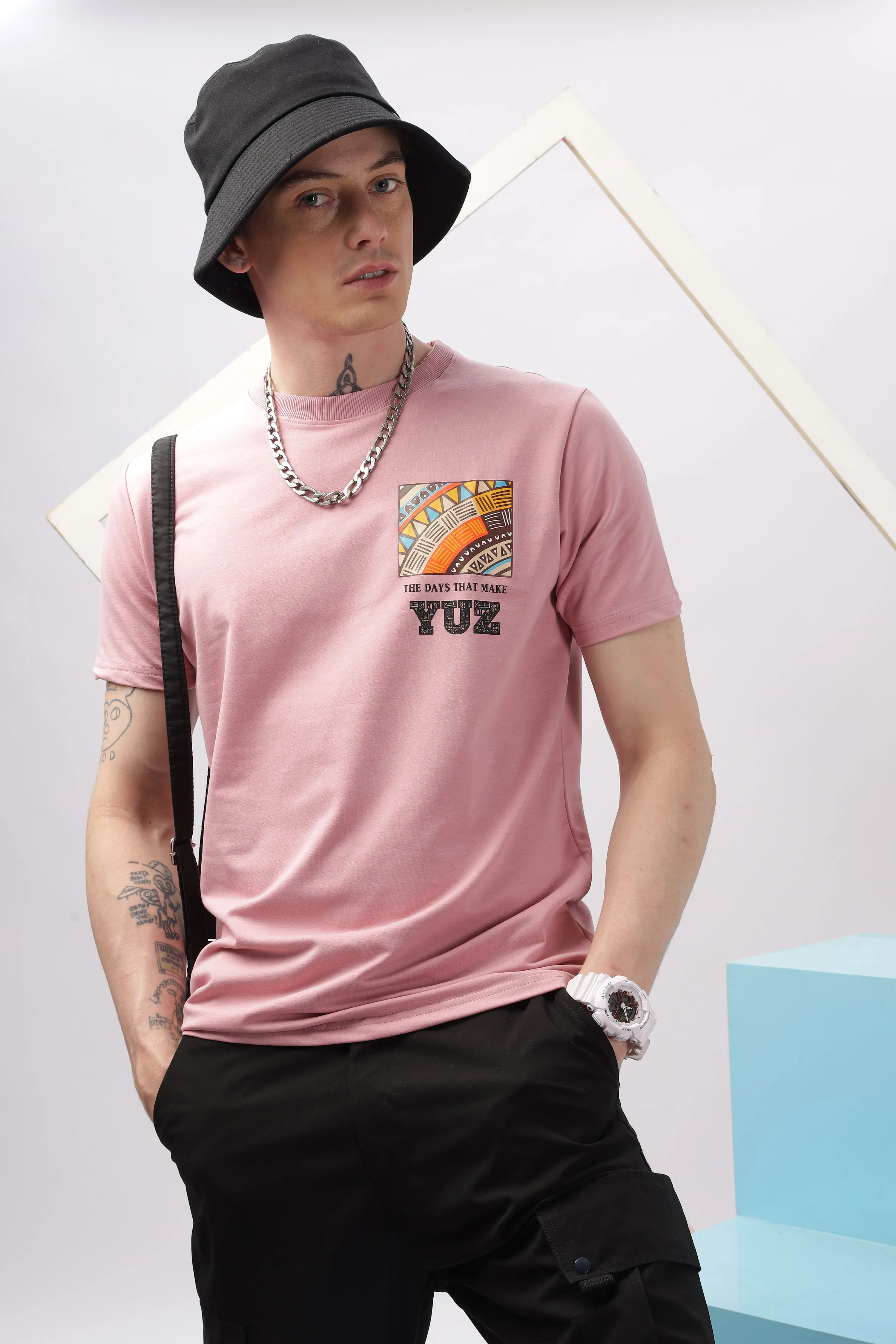 Graphic Printed Half Sleeve Pink T-shirt