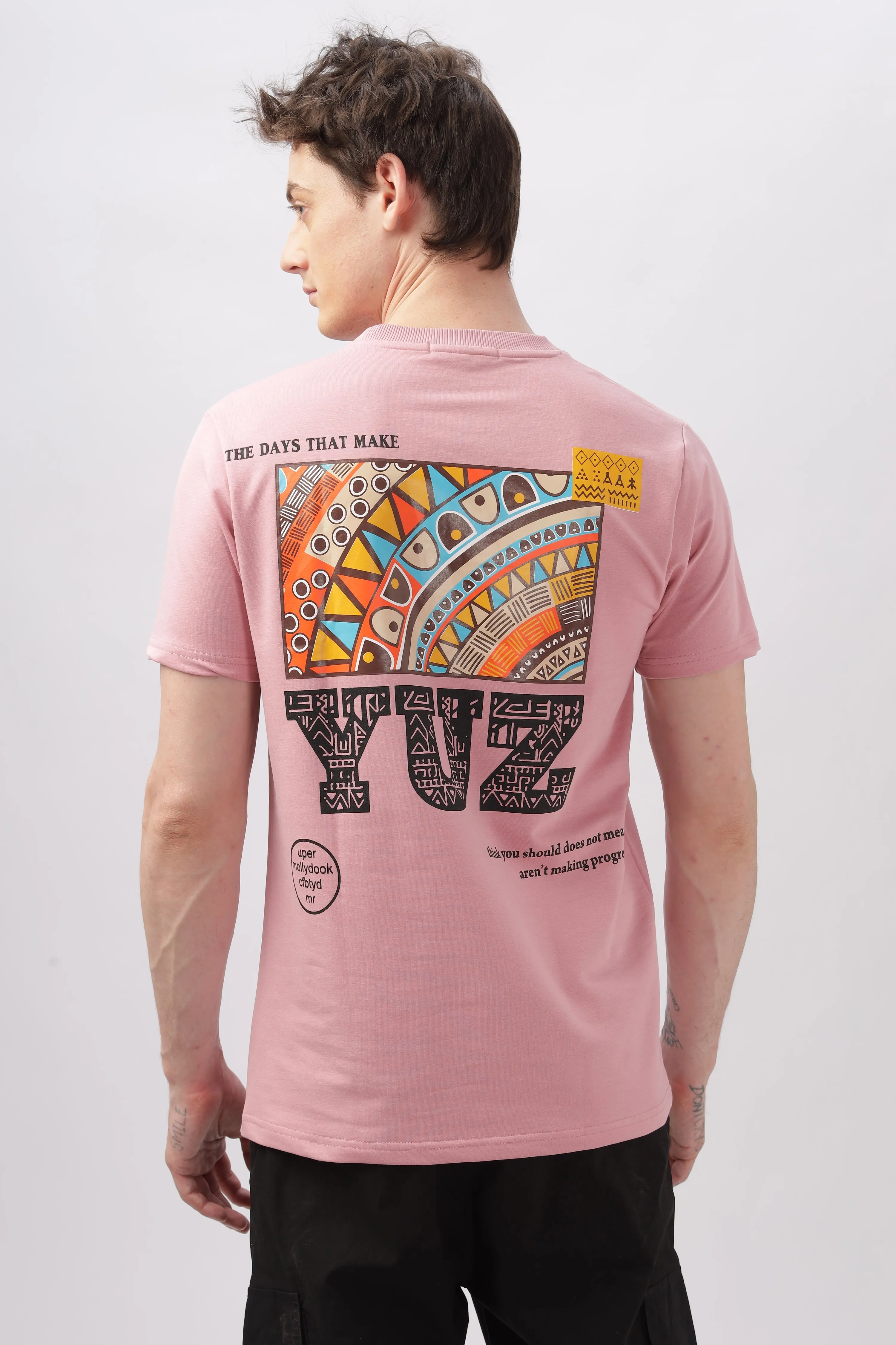 Graphic Printed Half Sleeve Pink T-shirt