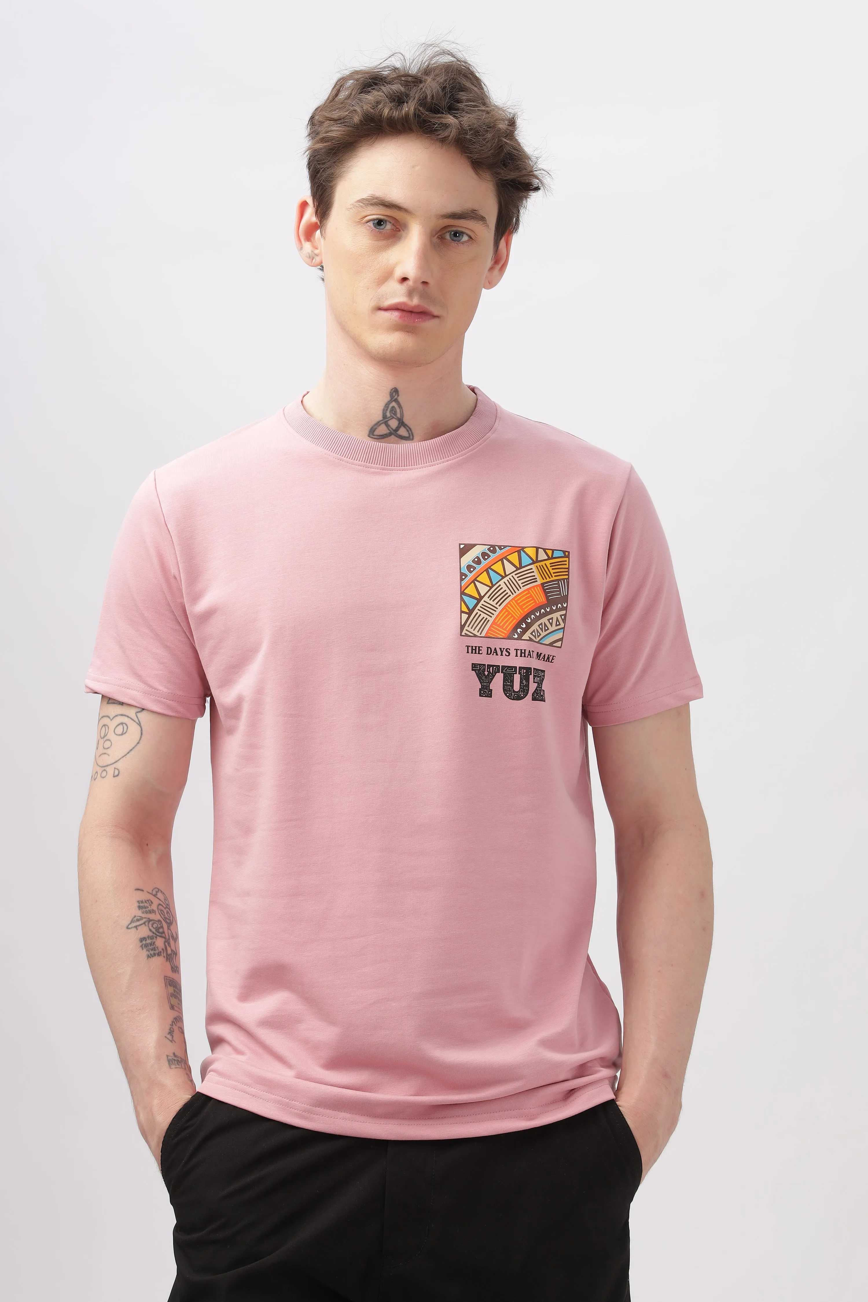 Graphic Printed Half Sleeve Pink T-shirt