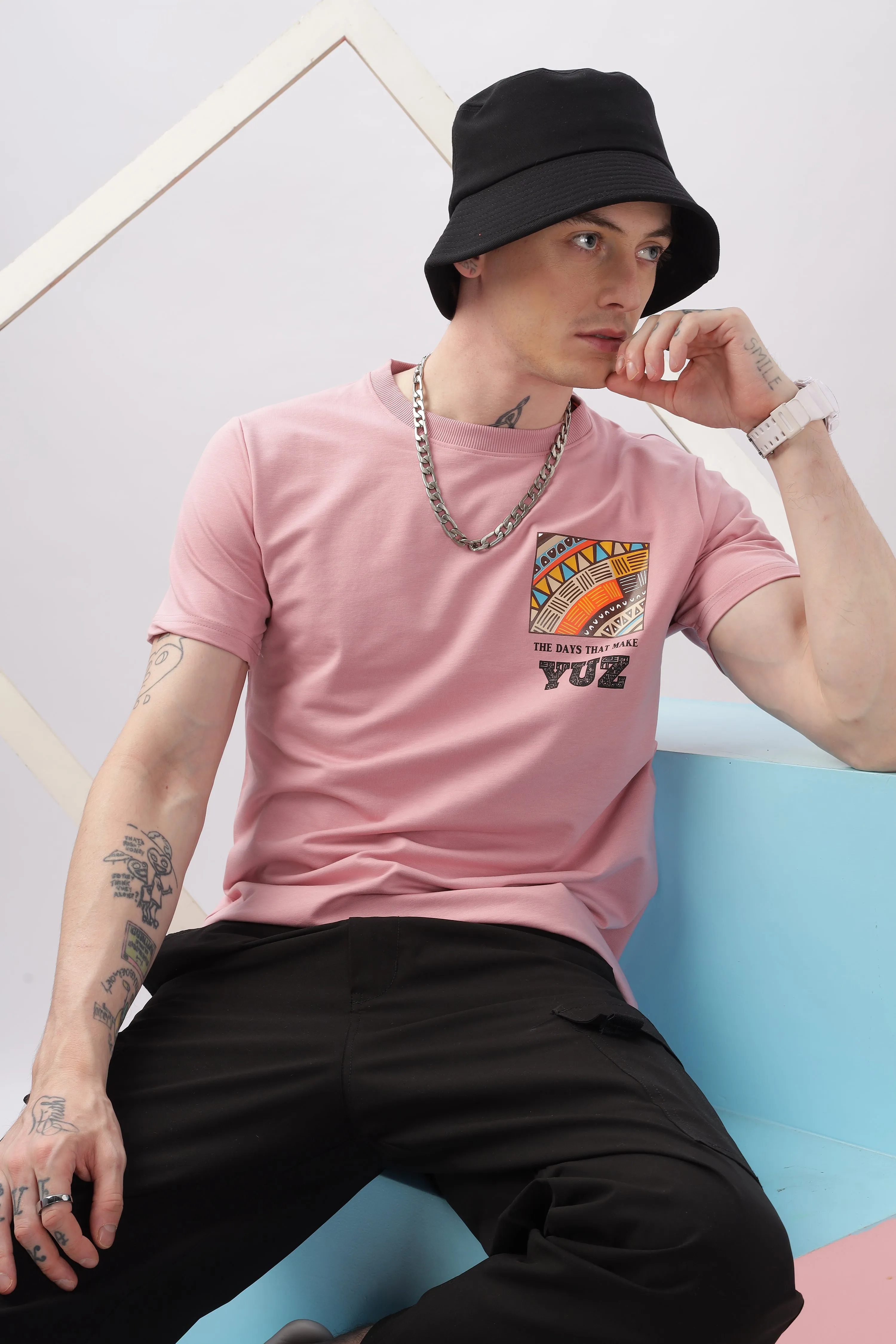 Graphic Printed Half Sleeve Pink T-shirt