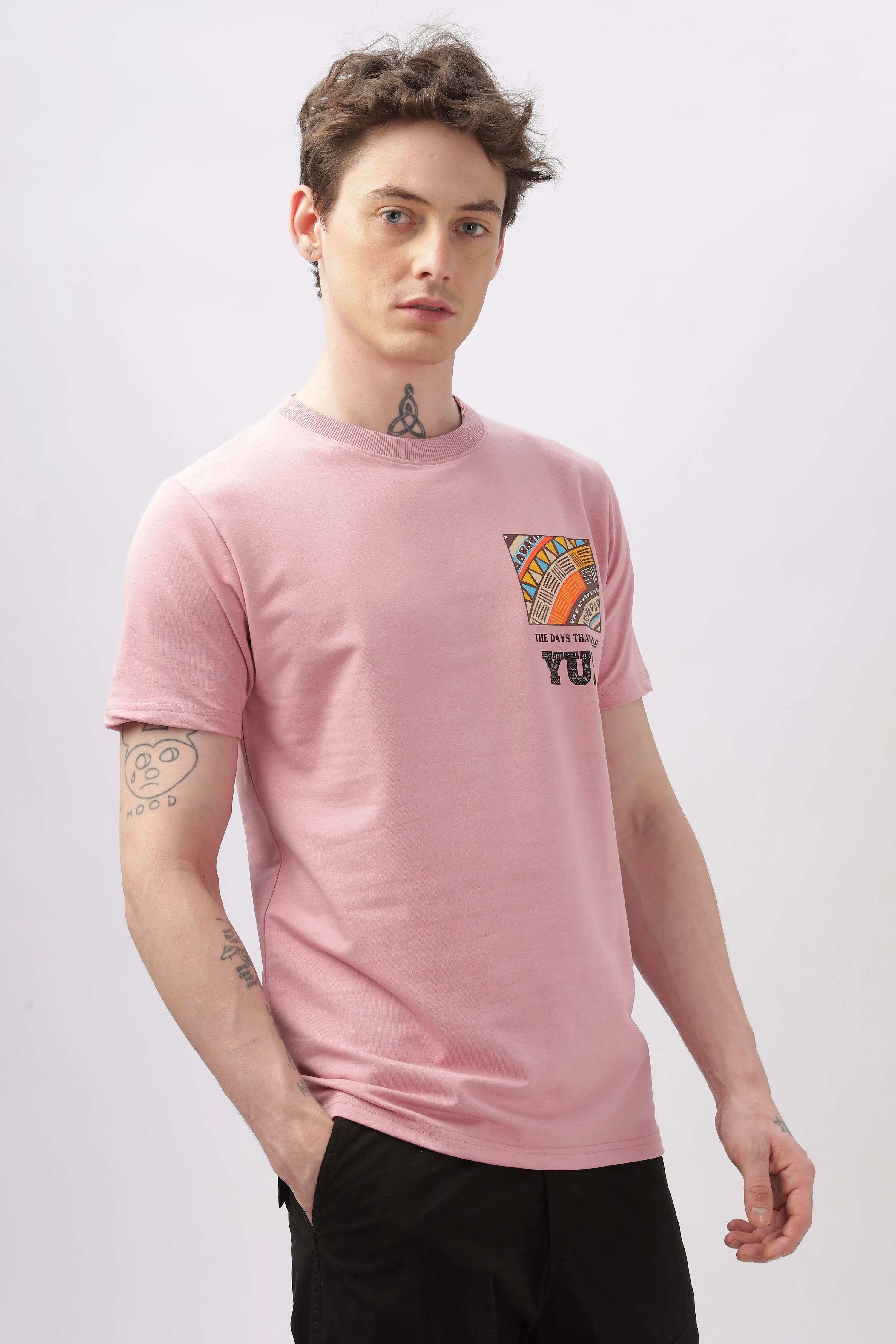 Graphic Printed Half Sleeve Pink T-shirt