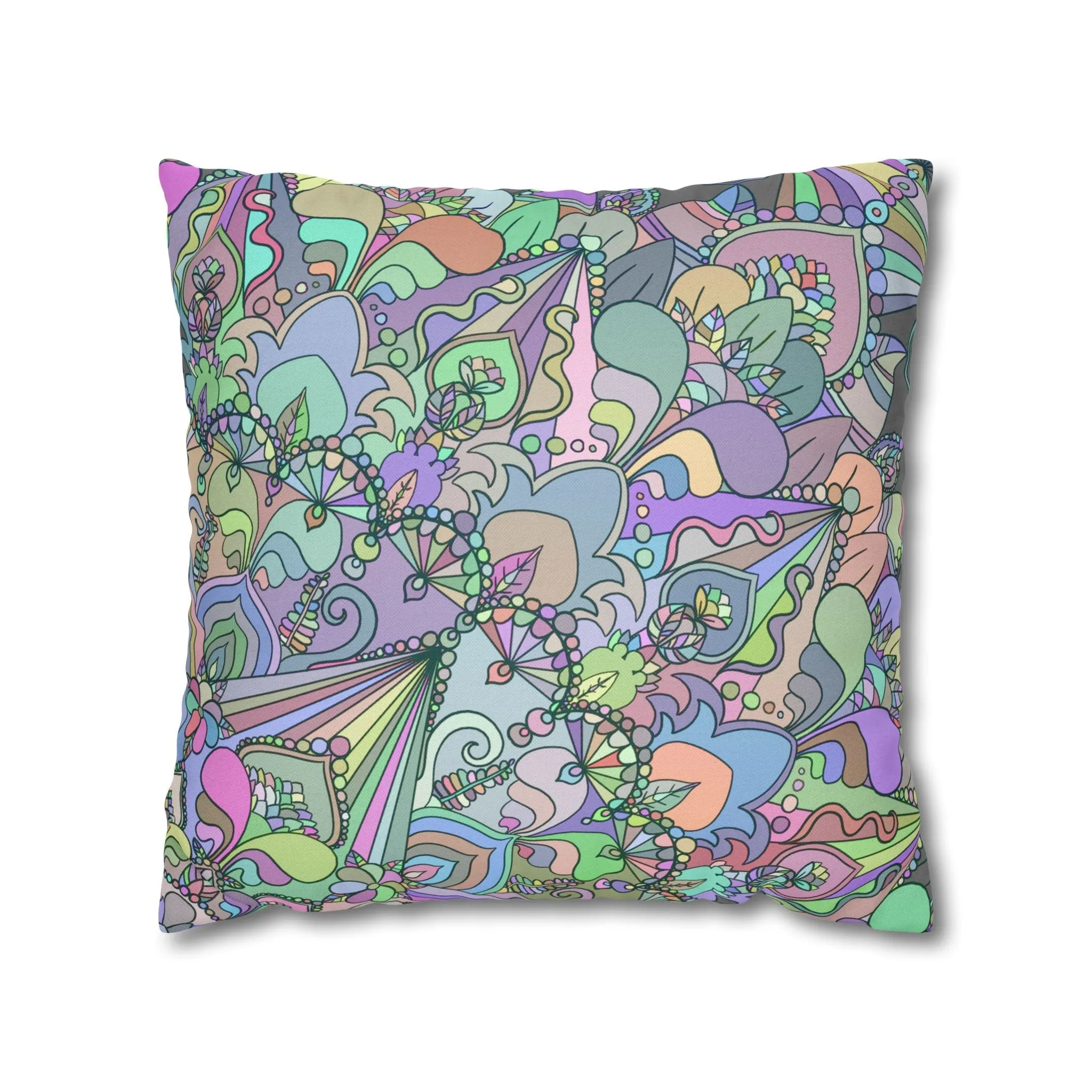 Handmade Mandala Design Pillowcase - Pastel Colors