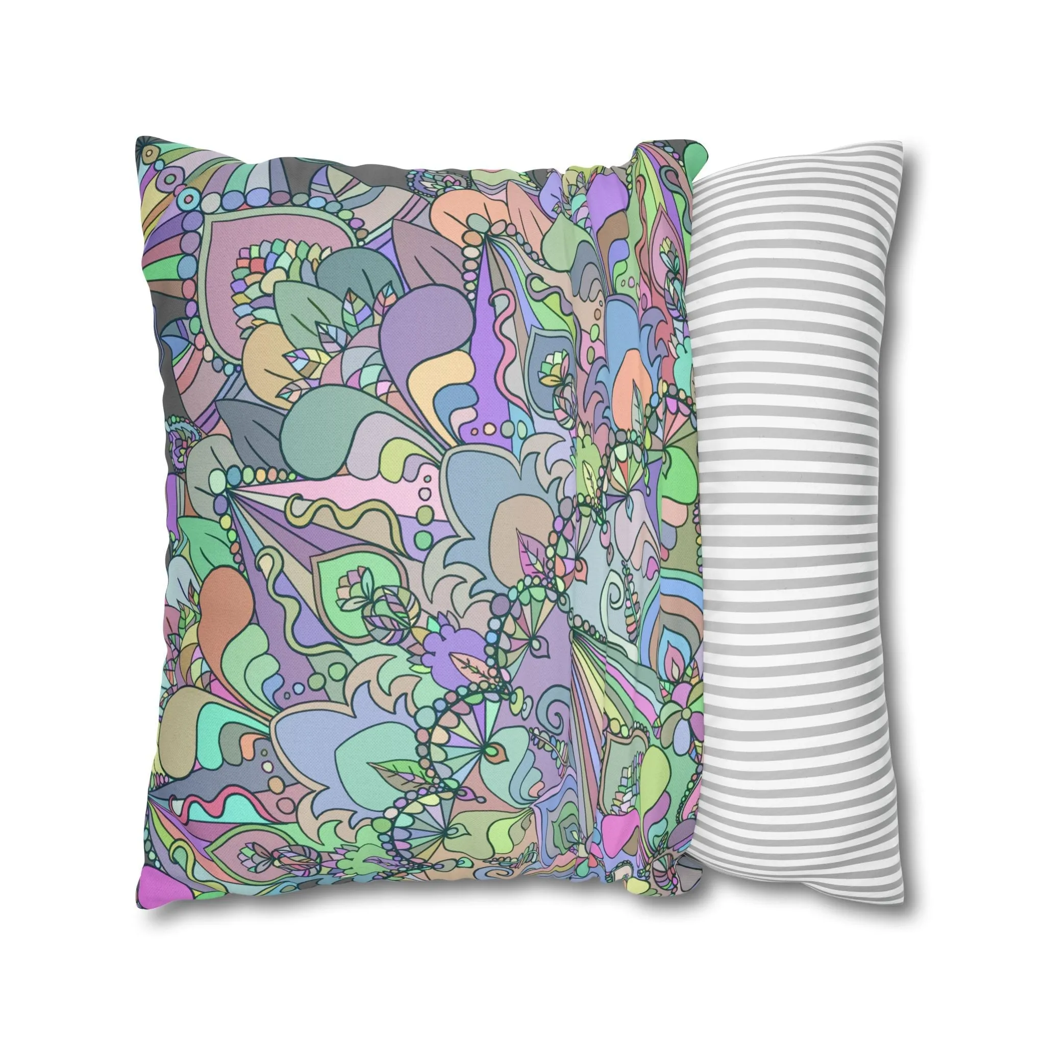 Handmade Mandala Design Pillowcase - Pastel Colors