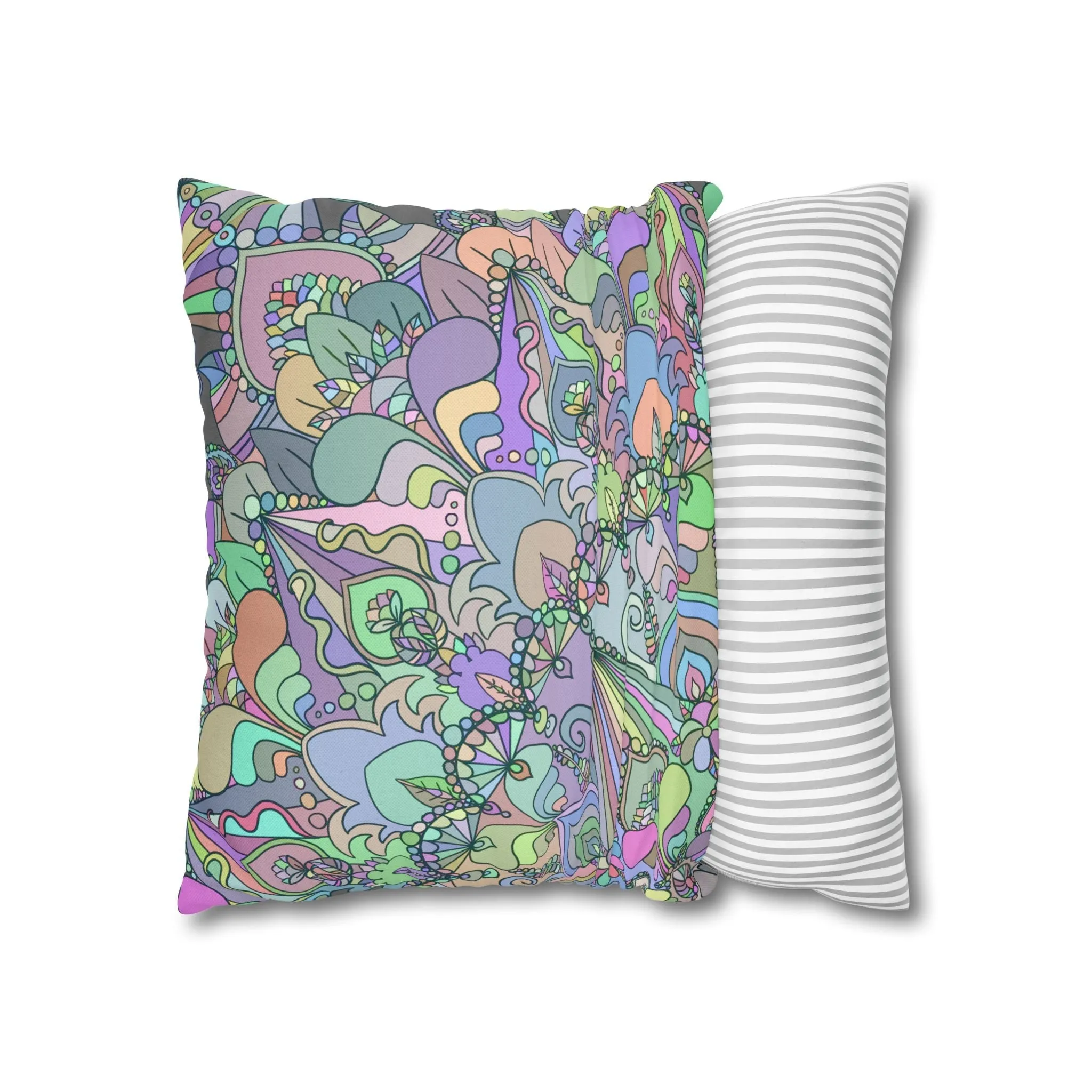 Handmade Mandala Design Pillowcase - Pastel Colors