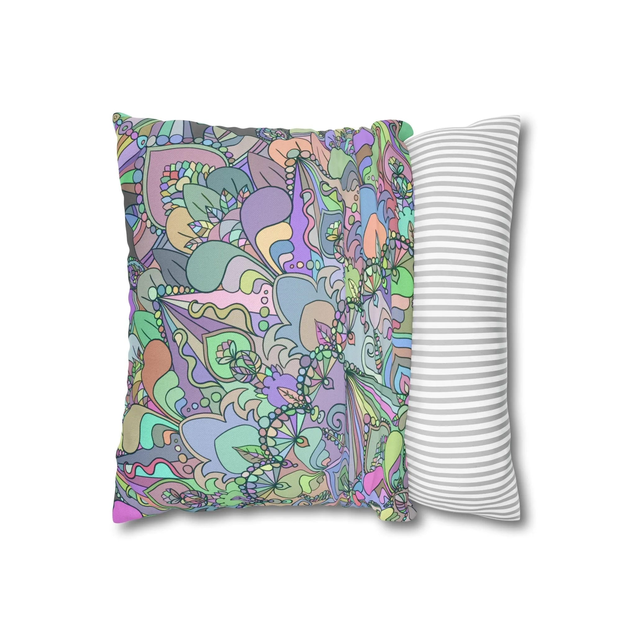 Handmade Mandala Design Pillowcase - Pastel Colors