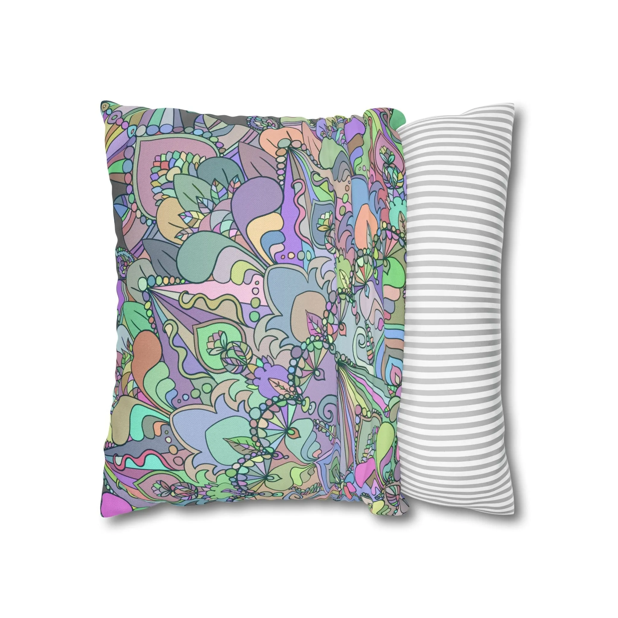 Handmade Mandala Design Pillowcase - Pastel Colors