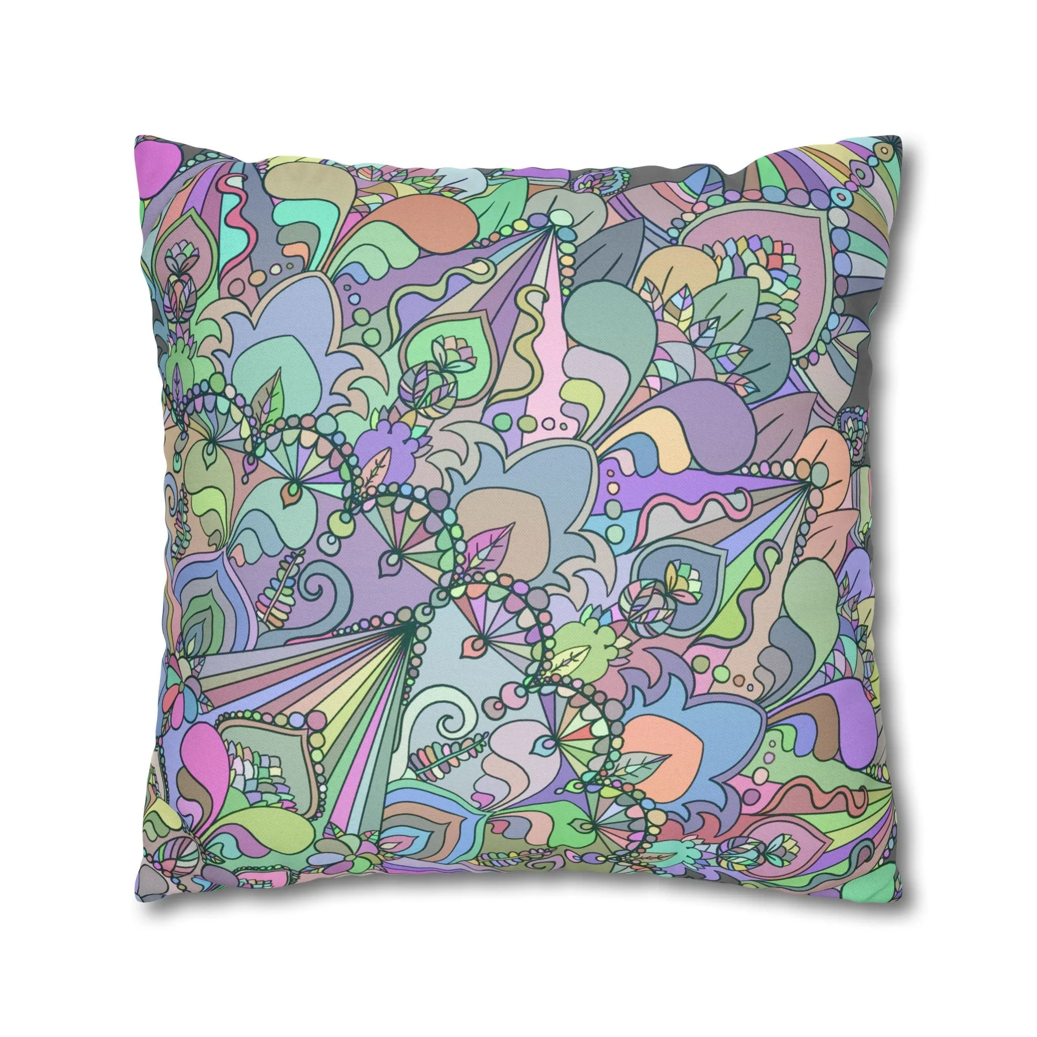 Handmade Mandala Design Pillowcase - Pastel Colors